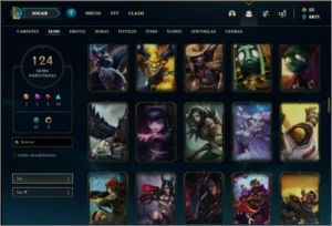 Conta platina 4 com 153 champs e 124 skins (MAIN TOP) - League of Legends LOL