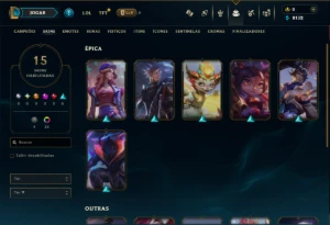 Diamante 3 com 80 Champs e 15 Skins - League of Legends LOL