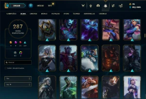 Conta bronze 4 com TODOS os champs e 287 Skins + 4 Prestigio - League of Legends LOL