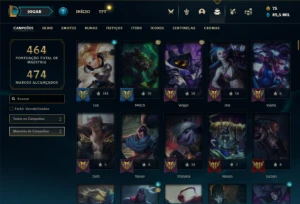 Conta bronze 4 com TODOS os champs e 287 Skins + 4 Prestigio - League of Legends LOL