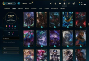 Conta bronze 4 com TODOS os champs e 287 Skins + 4 Prestigio - League of Legends LOL