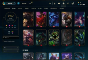 Conta bronze 4 com TODOS os champs e 287 Skins + 4 Prestigio - League of Legends LOL