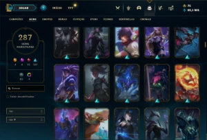 Conta bronze 4 com TODOS os champs e 287 Skins + 4 Prestigio - League of Legends LOL