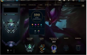Conta com 320 skins - Platina I -Skins vitoriosas desde a S3 - League of Legends LOL