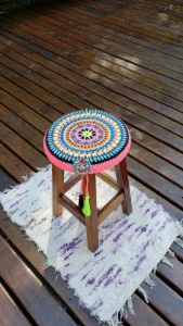 Capa para Banqueta Mandala Multicolorida Neon em Crochê - Artesanato e Personalizados