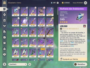 Conta de Genshin Impact AR 51 com 10 personagens 5 estrelas
