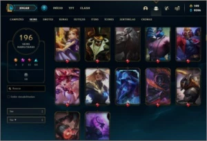 Conta prata 2 com 155 champs e 196 skins - League of Legends LOL