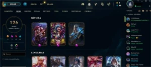 CONTA LEAGUE OF LEGENDS GOLD 4 COM 126 SKINS MMR BOM LOL