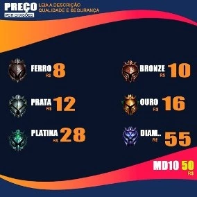 Elo UP FERRO AO PLATINA Excelentes valores - League of Legends LOL
