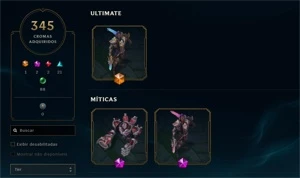 CONTA MESTRE 165PDL / 628 SKINS / ÍCONE E SKIN CHALLENGER - League of Legends LOL