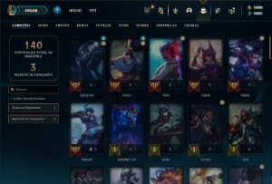 Ouro 3 com 70 Champs e 52 Skins + 2 Prestigios + 1900 RP - League of Legends LOL