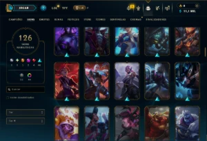Bronze 1 com TODOS os Champs e 126 Skins ( ADC / JG / SUP ) - League of Legends LOL