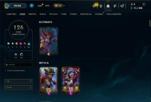 Bronze 1 com TODOS os Champs e 126 Skins ( ADC / JG / SUP ) - League of Legends LOL