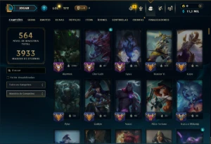 Bronze 1 com TODOS os Champs e 126 Skins ( ADC / JG / SUP ) - League of Legends LOL