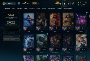 Bronze 1 com TODOS os Champs e 126 Skins ( ADC / JG / SUP ) - League of Legends LOL