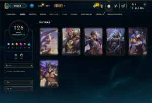 Bronze 1 com TODOS os Champs e 126 Skins ( ADC / JG / SUP ) - League of Legends LOL