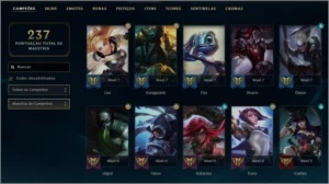 Conta Platina IV com várias skins e maestrias - League of Legends LOL