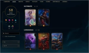 Conta Platina IV com várias skins e maestrias - League of Legends LOL