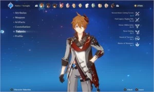 Conta Genshin Impact AR40+ Tartaglia com Harpa + Hu Tao