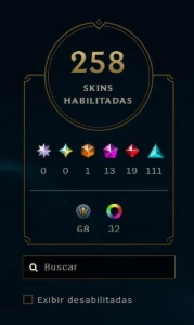 Conta com 258 skins + - League of Legends LOL