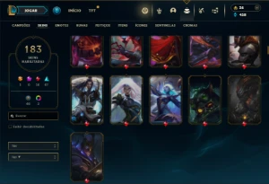 Prata 4 com TODOS os champs e 183 Skins ( MID / ADC / JG ) - League of Legends LOL