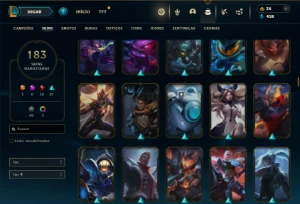 Prata 4 com TODOS os champs e 183 Skins ( MID / ADC / JG ) - League of Legends LOL