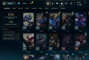 Prata 4 com TODOS os champs e 183 Skins ( MID / ADC / JG ) - League of Legends LOL