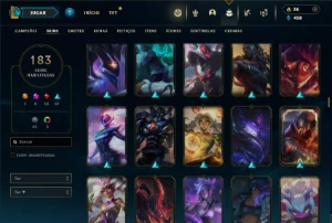 Prata 4 com TODOS os champs e 183 Skins ( MID / ADC / JG ) - League of Legends LOL