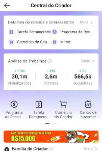 Conta no kwai Monetizada Com 566 mil seguidores