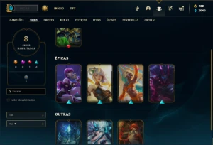 Conta bronze 4 com 40 Champs e 8 Skins - League of Legends LOL