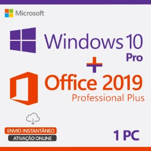 Windows 10 Pro + Office 2019 Pro Chave Ativação Vitalícia - Softwares e Licenças