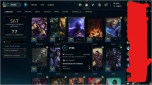 League of Legendes; conta ouro 3; level 407 com 151 skins - League of Legends LOL