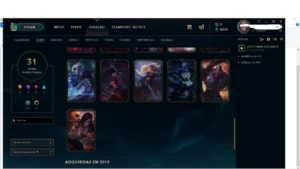 Conta de lol  31 skins, todos os champs. lvl 91/gold1(soloq) - League of Legends
