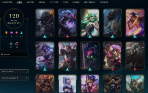 Bronze 4 com TODOS os champs e 120 Skins - League of Legends LOL