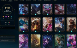 Bronze 4 com TODOS os champs e 120 Skins - League of Legends LOL