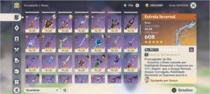 Genshin Impact/AR59/26 CHARS 5*/12 ARMAS 5*/TODOS CHARS 4*
