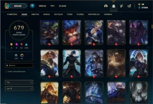 Conta bronze  1 com TODOS os champ e 679 Skins + 4 Prestigio - League of Legends LOL
