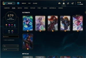 Conta bronze  1 com TODOS os champ e 679 Skins + 4 Prestigio - League of Legends LOL
