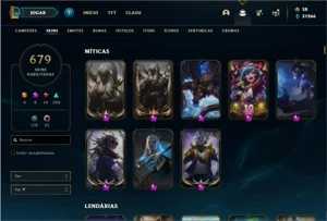 Conta bronze  1 com TODOS os champ e 679 Skins + 4 Prestigio - League of Legends LOL