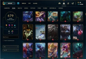 Conta bronze  1 com TODOS os champ e 679 Skins + 4 Prestigio - League of Legends LOL