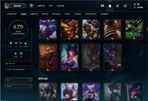 Conta bronze  1 com TODOS os champ e 679 Skins + 4 Prestigio - League of Legends LOL