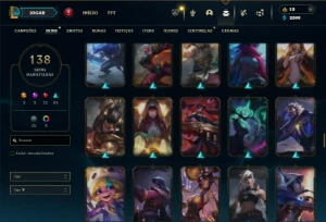 Platina 4 com 150 Champs e 138 Skins ( MID / TOP / ADC )
