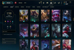 Platina 4 com 150 Champs e 138 Skins ( MID / TOP / ADC ) - League of Legends LOL