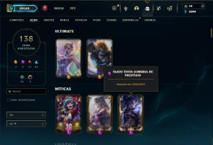 Platina 4 com 150 Champs e 138 Skins ( MID / TOP / ADC ) - League of Legends LOL