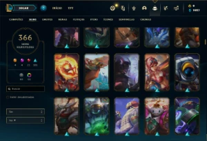 Conta diamante 2 com TODOS os champs e 366 Skins +1 rara - League of Legends LOL