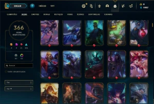 Conta diamante 2 com TODOS os champs e 366 Skins +1 rara - League of Legends LOL