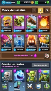 Conta clash Royale nv9 com lendária, arena 8 + cv8 recém COC