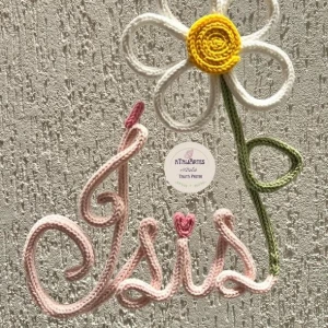 Porta Maternidade Flor Personalizada em Tricotin - Artesanato e Personalizados