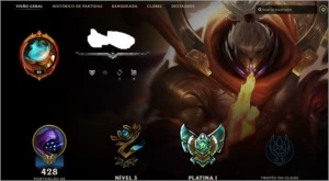 Conta League of Legends Plat 1 LOL