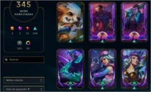 Conta ouro 3 - 345 skins - todos os champs - negociável - League of Legends LOL